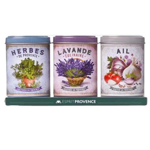 ESPRIT PROVENCE TRIO I DÅSE, HERBES DE PROVENCE, LAVENDEL OG BASILIKUM