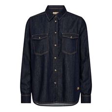 MOS MOSH DENIM SKJORTE, MMNATALIE DENIM SHIRT, DARK BLUE