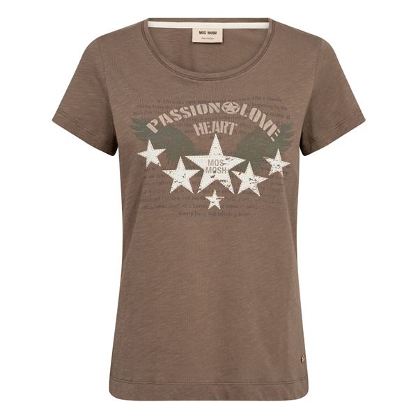 MOS MOSH T-SHIRT, MMZIBBA O-SS TEE, CHOCOLATE CHIP