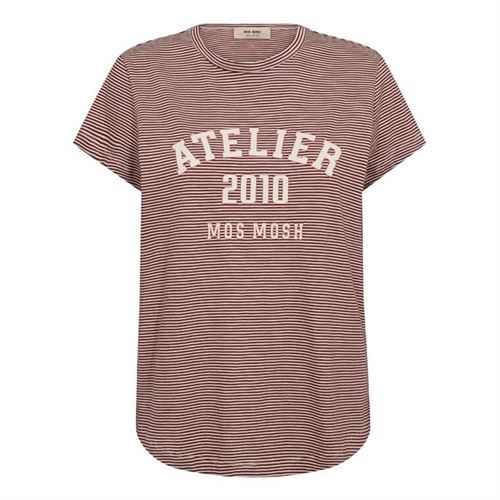 MOS MOSH T-SHIRT, MMCAMPA O-SS STRIPE, COWHIDE