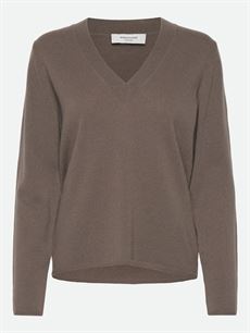 ROSEMUNDE PULLOVER, RWLAICA CASHMERE LS V-NECK PULLOVER, FALCON