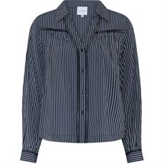 LA ROUGE BLUSE, CECILIE V-NECK BLOUSE, NAVY