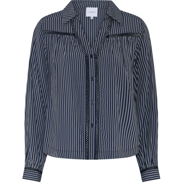 LA ROUGE BLUSE, CECILIE V-NECK BLOUSE, NAVY