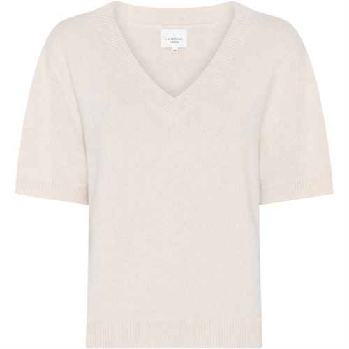 LA ROUGE STRIKBLUSE, JULIE S/S KNIT, OFF WHITE