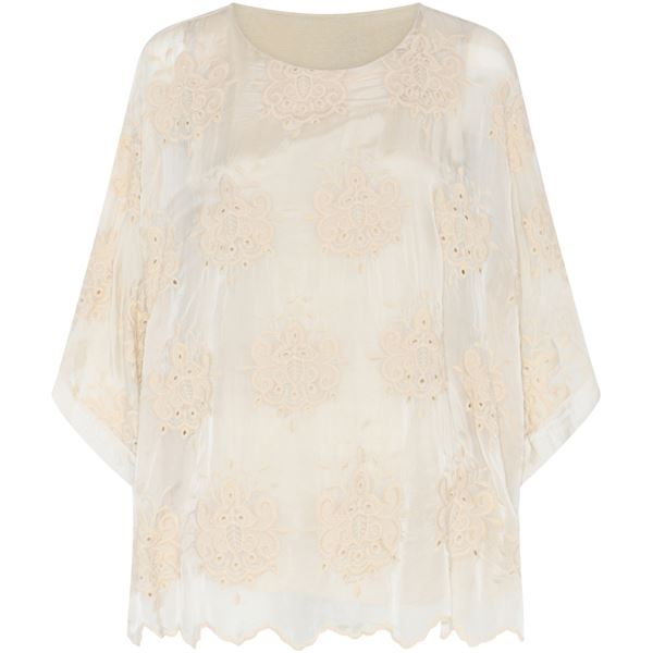 LA ROUGE TOP, DONATELLA EMBROIDERY BLOUSE, OFF WHITE