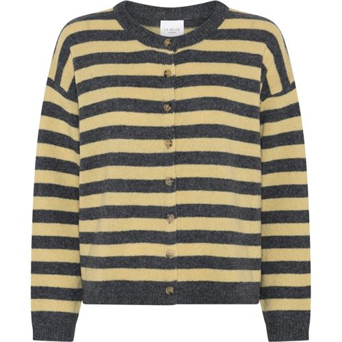 LA ROUGE CARDIGAN, SISSE STRIPED CARDIGAN, YELLOW/GREY MELANGE