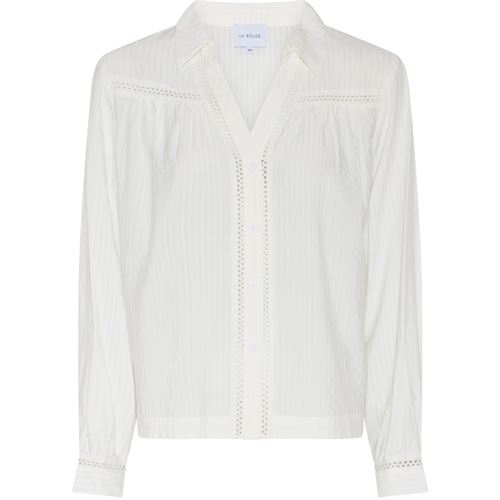 LA ROUGE BLUSE, CECILIE V-NECK BLOUSE, WHITE