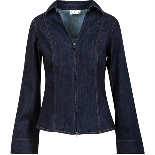 CC HEART ❤️ DENIM SKJORTE, KALANI DENIM ZIP SHIRT, DARK DENIM