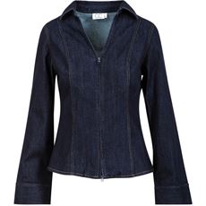 CC HEART ❤️ DENIM SKJORTE, KALANI DENIM ZIP SHIRT, DARK DENIM