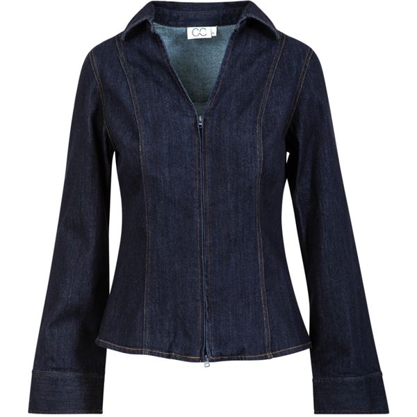 CC HEART ❤️ DENIM SKJORTE, KALANI DENIM ZIP SHIRT, DARK DENIM