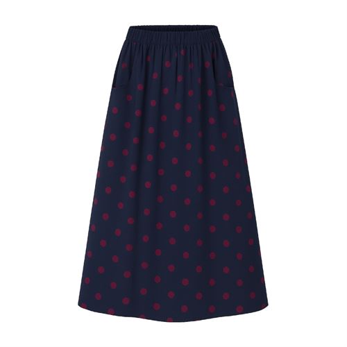 LA ROUGE NEDERDEL, VILMA DOT SKIRT, NAVY/WINE DOT