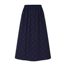 LA ROUGE NEDERDEL, VILMA DOT SKIRT, NAVY/WINE DOT