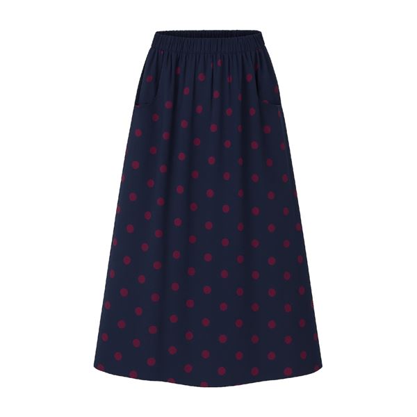LA ROUGE NEDERDEL, VILMA DOT SKIRT, NAVY/WINE DOT