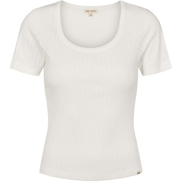 ESMÉ STUDIOS T-SHIRT, ESELLA WODE O-NECK TOP GOTS, SNOW WHITE