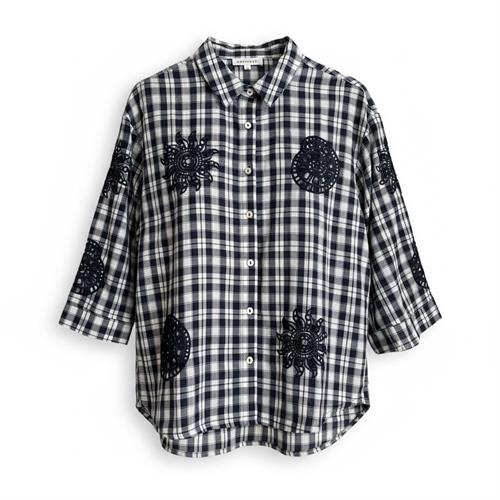 CONTINUE SKJORTE, EMILIA CHECK, NAVY CHECK