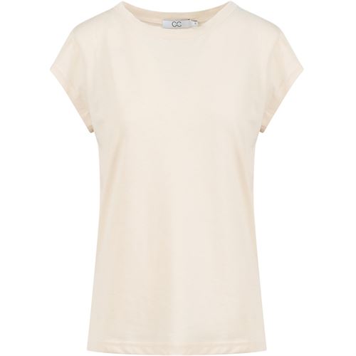 CC HEART ❤️ T-SHIRT, BASIS ROUND NECK T-SHIRT, CREME