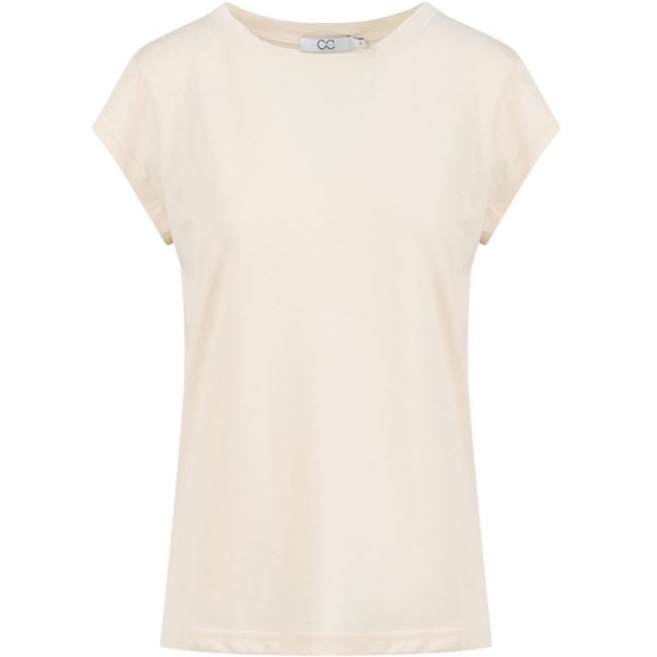 CC HEART ❤️ T-SHIRT, BASIS ROUND NECK T-SHIRT, CREME