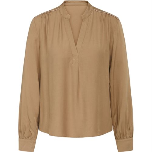 LA ROUGE BLUSE, RACHEL BLOUSE WITH V-NECK, CAMEL