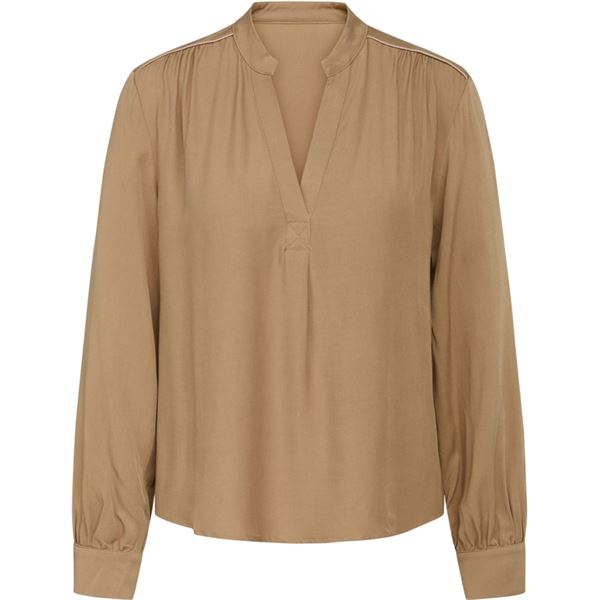 LA ROUGE BLUSE, RACHEL BLOUSE WITH V-NECK, CAMEL