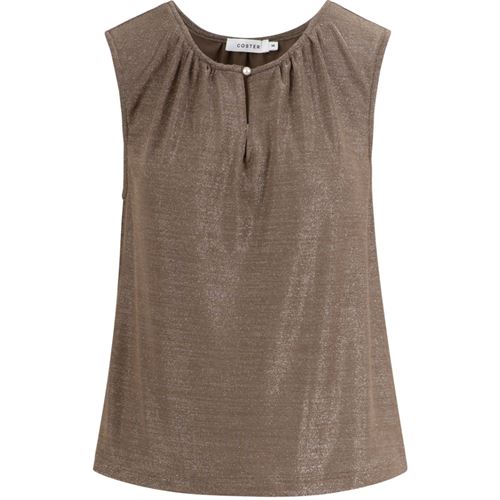 COSTER COPENHAGEN TOP, SLEEVELESS LUREX TOP, TAUPE SAND