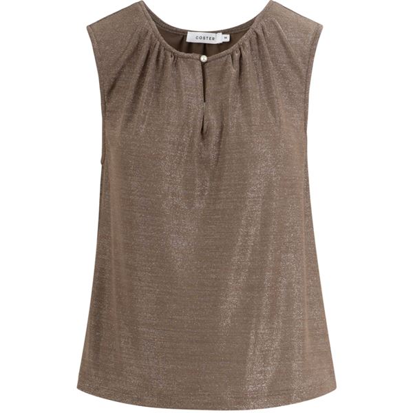 COSTER COPENHAGEN TOP, SLEEVELESS LUREX TOP, TAUPE SAND