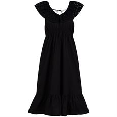 COSTER COPENHAGEN KJOLE, BRODERIE ANGLAISE KJOLE MED SMOK, BLACK