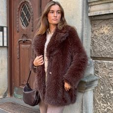 DEPECHE JAKKE, VERA FAUX FUR JAKKE, BROWN