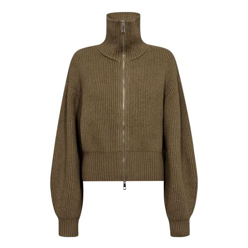 CO`COUTURE CARDIGAN, ROWCC ZIP KNIT CARDIGAN, ARMY