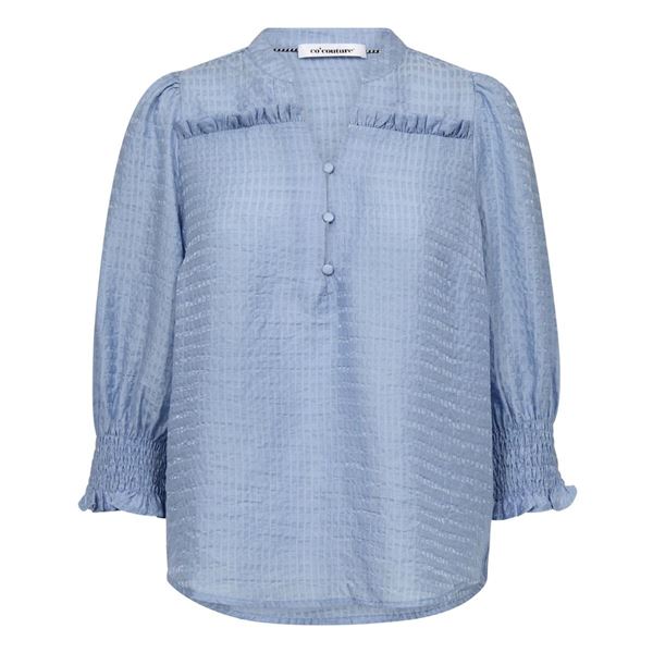 CO`COUTURE SKJORTE, CHARLIECC FRILL SS SHIRT, PALE BLUE