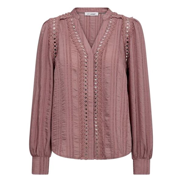 CO`COUTURE SKJORTE, KESICC LACE V-SHIRT, OLD ROSE