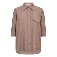 CO`COUTURE SKJORTE, JIHOCC STRIPE SS SHIRT, BROWN