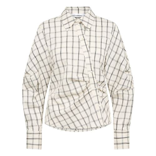 CO`COUTURE SKJORTE, BISOCC ASYM CHECK SHIRT, OFF-WHITE