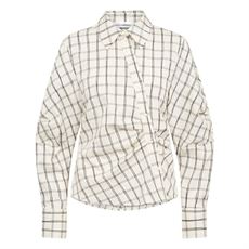 CO`COUTURE SKJORTE, BISOCC ASYM CHECK SHIRT, OFF-WHITE