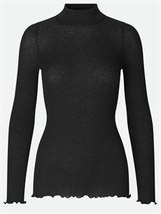 ROSEMUNDE T-SHIRT, RWBURLINGTON WOOL LS T-NECK T-SHIRT, BLACK