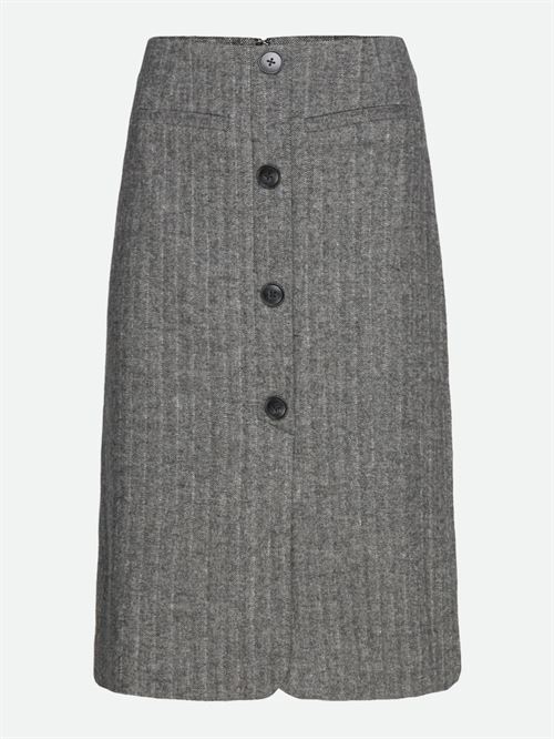 ROSEMUNDE NEDERDEL, RWSOPHIA WOOL MW LONG SKIRT, BLACK