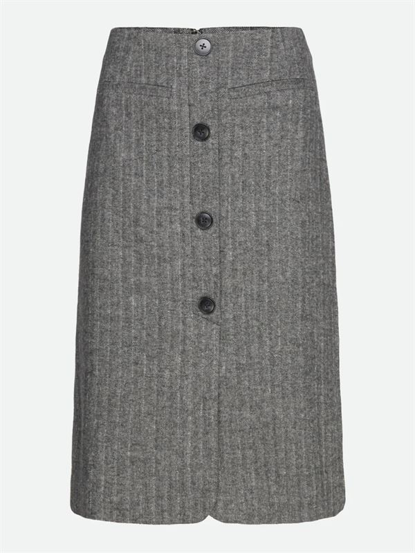 ROSEMUNDE NEDERDEL, RWSOPHIA WOOL MW LONG SKIRT, BLACK