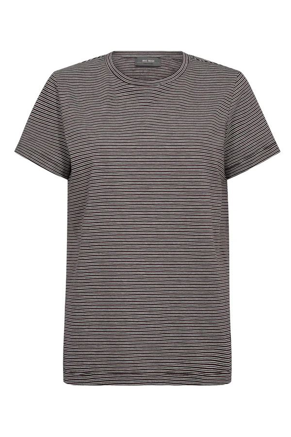 MOS MOSH T-SHIRT, MMTALIA O-SS STRIPE TEE, FUDGE