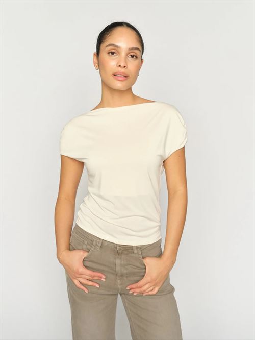 MOS MOSH T-SHIRT, MMSHIMA SOLID T-SHIRT, ECRU