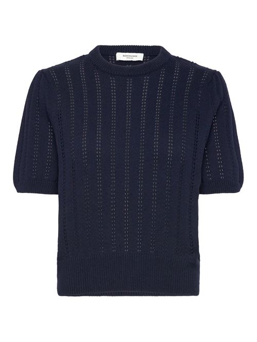 ROSEMUNDE STRIK, RWEMILIE SS O-NECK PULLOVER, NAVY