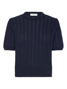 ROSEMUNDE STRIK, RWEMILIE SS O-NECK PULLOVER, NAVY