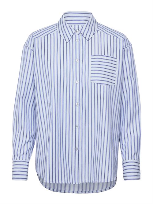 ROSEMUNDE SKJORTE, RWULLA LS OVERSIZE SHIRT, BABY BLUE STRIPE
