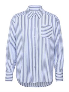 ROSEMUNDE SKJORTE, RWULLA LS OVERSIZE SHIRT, BABY BLUE STRIPE
