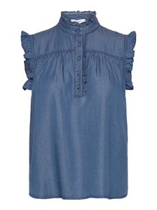 ROSEMUNDE TOP, RWDALLAS SL TOP, MEDIUM DENIM