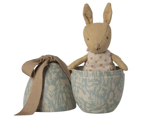 MAILEG PÅSKEÆG I I LYSBLÅ MED KANIN, SMALL