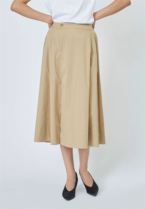 CO`COUTURE NEDERDEL, COTTON CC MIDI SKIRT, KHAKI