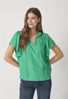 CO`COUTURE BLUSE, TORACC FRILL V-TOP, GREEN