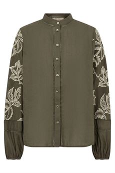 MOS MOSH SKJORTE, MMLOUIS LINE SHIRT, OLIVE SHIRT