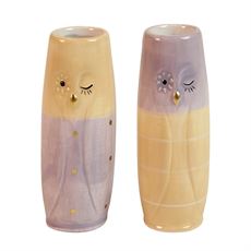 SPEEDTSBERG KERAMIKVASE, UGLE, 4 X10 CM, GUL/LILLA