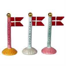 SPEEDTSBERG KERAMIKFLAG 14 CM, KONFIRMAND - GUL, GRÅ, ROSA  FOD