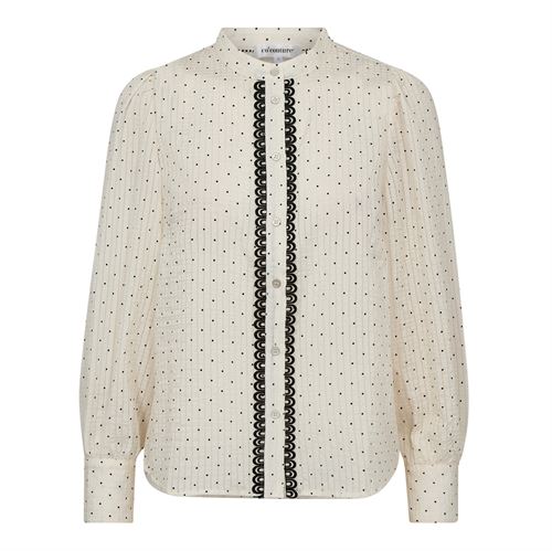 CO`COUTURE SKJORTE, FRANCISCACC DOT LACE KSHIRT, OFF WHITE